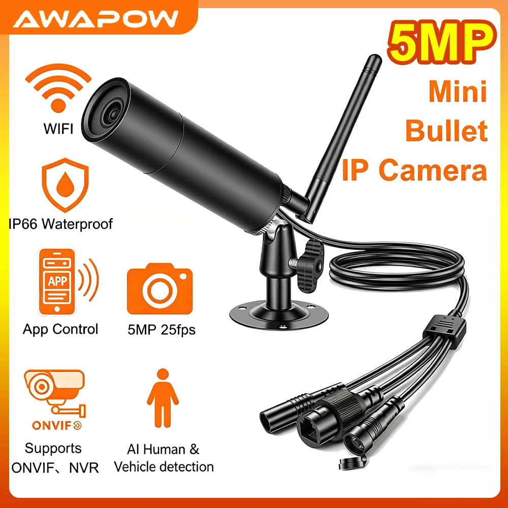 Photography Lighting Indoor - Awapow 5MP Mini IP-camera POE Onvif