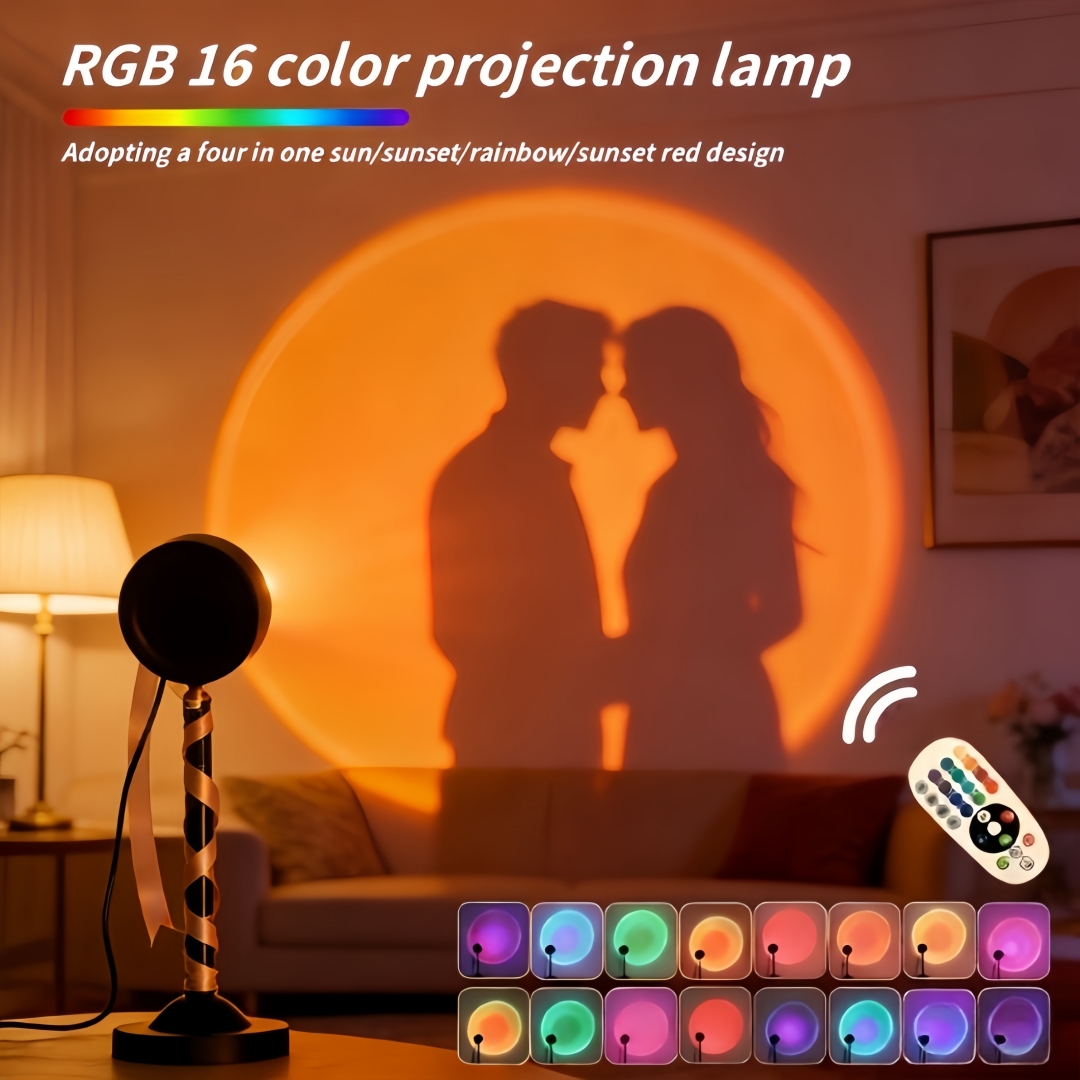 Photography With Lighting - 16-kleurige zonsondergang projectielamp, warm licht, slaapkamerdecoratie,