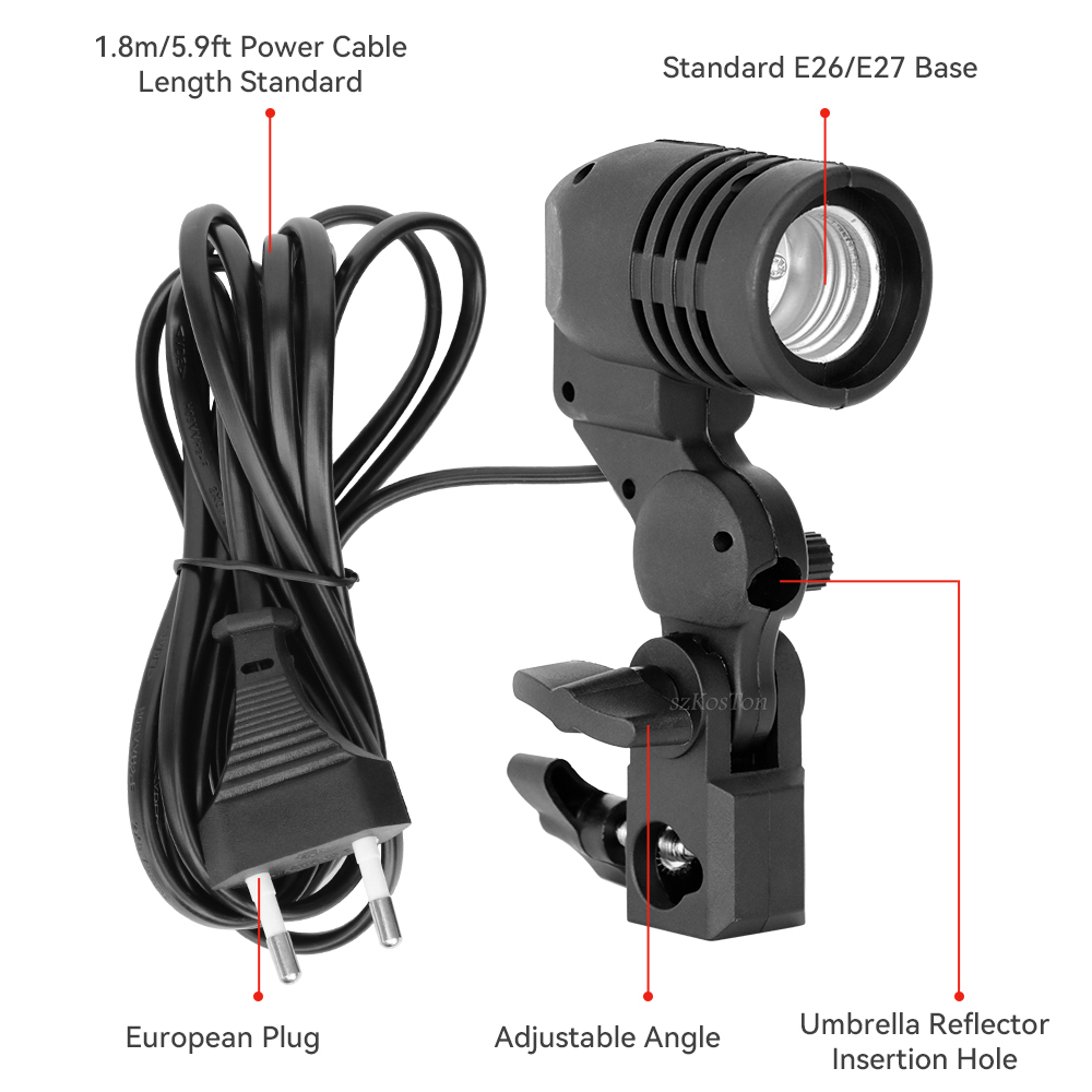 Enkele kop lamphouder E27-fitt - Photography Lighting Umbrella recensie en prijs
